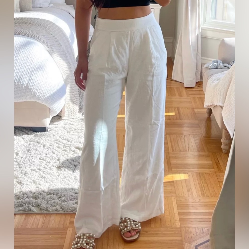 PETITE/SHORT Abercrombie & Fitch Ultra Wide Leg Linen Blend Pants